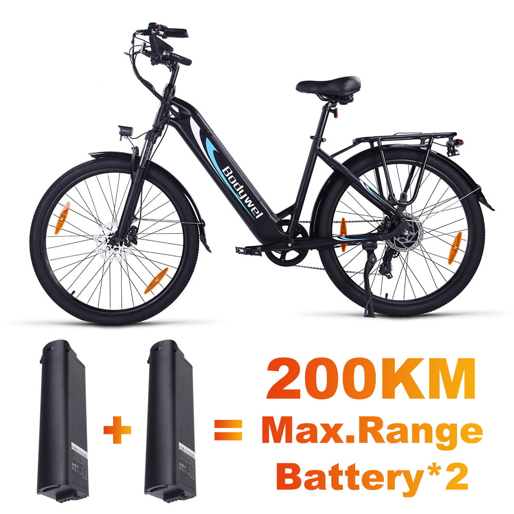 Bodywel® A275 Commuter Electric Bike Bundle - Extra Battery - Max 200  KM(124 Miles) Range with Two Batteries - Bodywel® EBikes